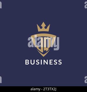 JQ logo with shield and crown, monogram initial logo style vector file Stock Vector