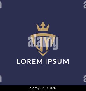 JY logo with shield and crown, monogram initial logo style vector file Stock Vector