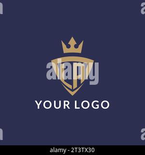 LA logo with shield and crown, monogram initial logo style vector file Stock Vector