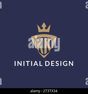 KK logo with shield and crown, monogram initial logo style vector file Stock Vector