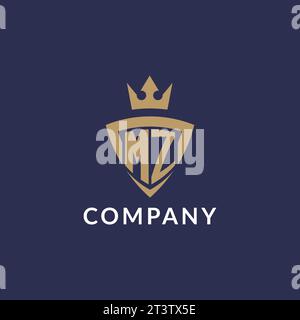 MZ logo with shield and crown, monogram initial logo style vector file Stock Vector