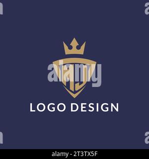 MJ logo with shield and crown, monogram initial logo style vector file Stock Vector