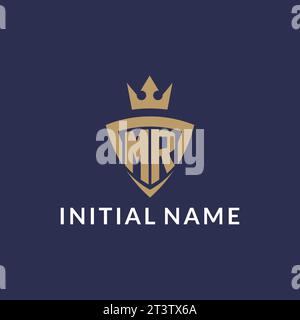 MR logo with shield and crown, monogram initial logo style vector file Stock Vector