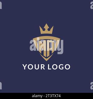 MA logo with shield and crown, monogram initial logo style vector file Stock Vector