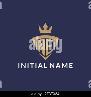 NE logo with shield and crown, monogram initial logo style vector file Stock Vector
