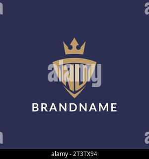 NU logo with shield and crown, monogram initial logo style vector file Stock Vector