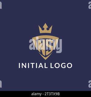 NS logo with shield and crown, monogram initial logo style vector file Stock Vector