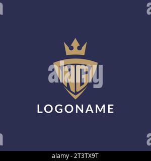 NG logo with shield and crown, monogram initial logo style vector file Stock Vector