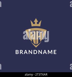 NH logo with shield and crown, monogram initial logo style vector file Stock Vector