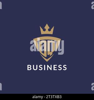 OQ logo with shield and crown, monogram initial logo style vector file Stock Vector