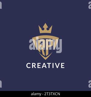 RP logo with shield and crown, monogram initial logo style vector file Stock Vector