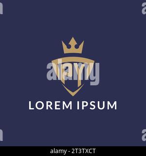 PY logo with shield and crown, monogram initial logo style vector file Stock Vector