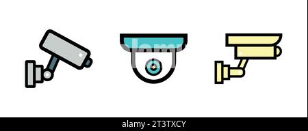 Security Camera Icon Vector Illustration. Security Camera Lineal Color Icon Stock Vector