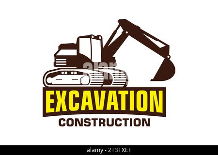 Excavator logo template vector. Heavy equipment logo vector for construction company Stock Vector