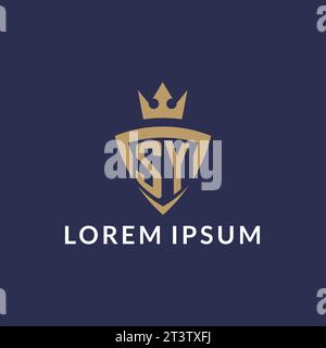 SY logo with shield and crown, monogram initial logo style vector file Stock Vector
