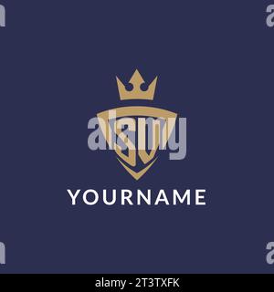 SV logo with shield and crown, monogram initial logo style vector file Stock Vector