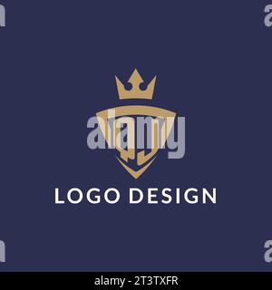 QJ logo with shield and crown, monogram initial logo style vector file Stock Vector