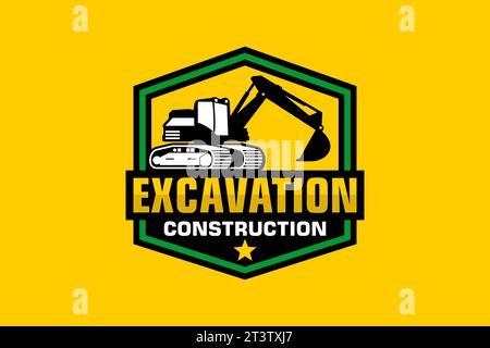 Excavator logo template vector. Heavy equipment logo vector for construction company Stock Vector