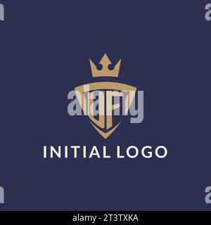 UF logo with shield and crown, monogram initial logo style vector file Stock Vector