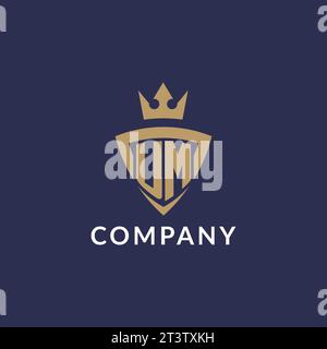 UM logo with shield and crown, monogram initial logo style vector file Stock Vector