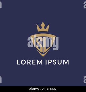 SL logo with shield and crown, monogram initial logo style vector file Stock Vector