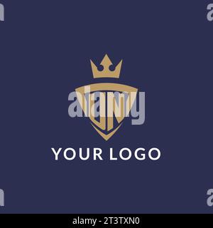 UN logo with shield and crown, monogram initial logo style vector file Stock Vector