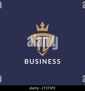TD logo with shield and crown, monogram initial logo style vector file Stock Vector