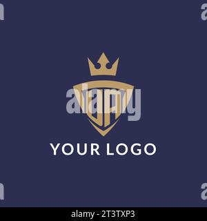UA logo with shield and crown, monogram initial logo style vector file Stock Vector