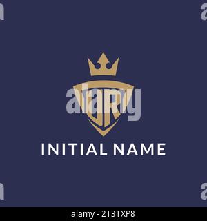 UR logo with shield and crown, monogram initial logo style vector file Stock Vector