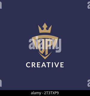 VP logo with shield and crown, monogram initial logo style vector file Stock Vector