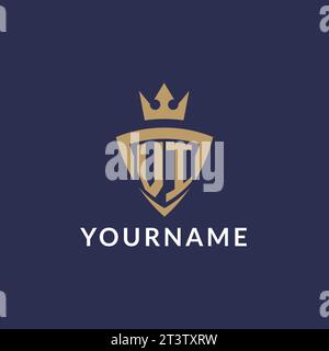 VI logo with shield and crown, monogram initial logo style vector file Stock Vector
