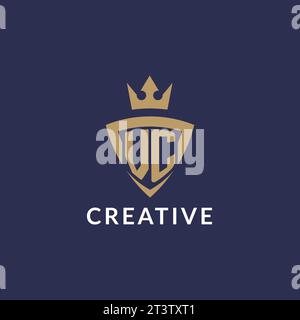 VC logo with shield and crown, monogram initial logo style vector file Stock Vector