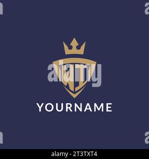 WI logo with shield and crown, monogram initial logo style vector file Stock Vector