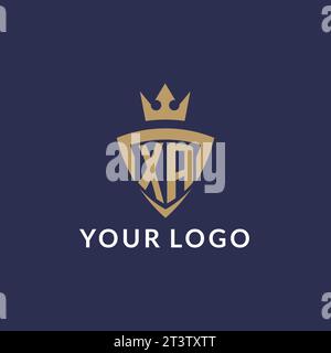 XA logo with shield and crown, monogram initial logo style vector file Stock Vector