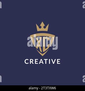 XC logo with shield and crown, monogram initial logo style vector file Stock Vector