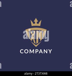 XM logo with shield and crown, monogram initial logo style vector file Stock Vector