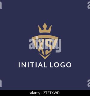 XS logo with shield and crown, monogram initial logo style vector file Stock Vector