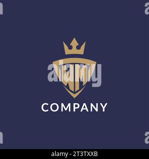 WM logo with shield and crown, monogram initial logo style vector file Stock Vector