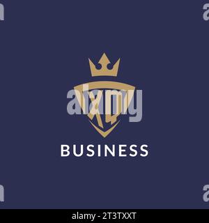 XQ logo with shield and crown, monogram initial logo style vector file Stock Vector