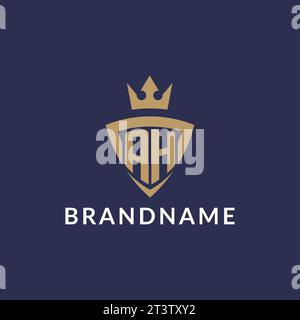 AH logo with shield and crown, monogram initial logo style vector file Stock Vector
