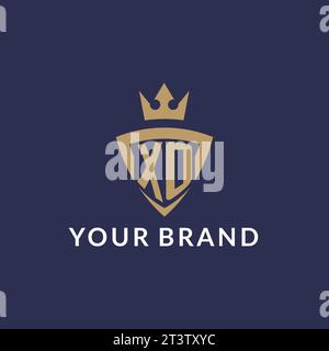 XO logo with shield and crown, monogram initial logo style vector file Stock Vector
