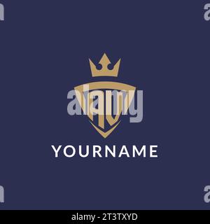 AV logo with shield and crown, monogram initial logo style vector file Stock Vector
