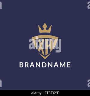 XH logo with shield and crown, monogram initial logo style vector file Stock Vector