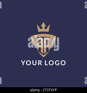 AA logo with shield and crown, monogram initial logo style vector file Stock Vector