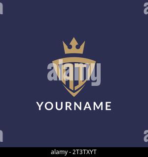 AI logo with shield and crown, monogram initial logo style vector file Stock Vector