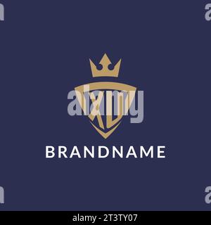 XU logo with shield and crown, monogram initial logo style vector file Stock Vector