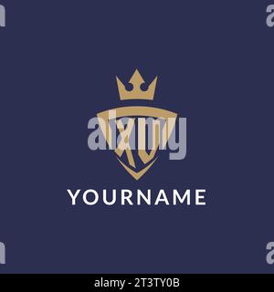 XV logo with shield and crown, monogram initial logo style vector file Stock Vector
