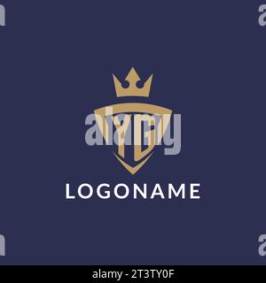 YG logo with shield and crown, monogram initial logo style vector file Stock Vector