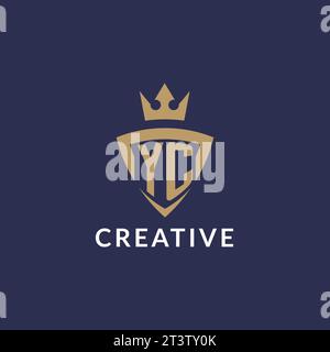 YC logo with shield and crown, monogram initial logo style vector file Stock Vector