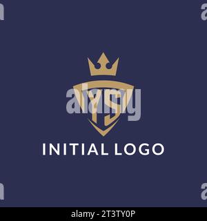 YS logo with shield and crown, monogram initial logo style vector file Stock Vector